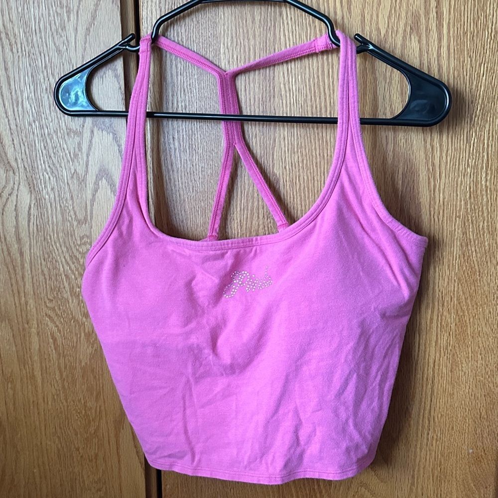 Pink bra tank with rhinestones